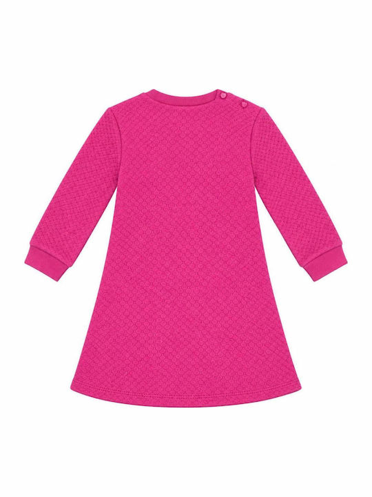 Girls Sweatshirt Dress Long Sleeve Fuchsia