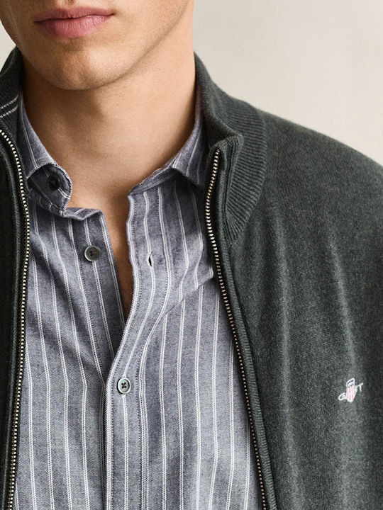 Herren Fleecejacke Gestrickt Dunkelgrün