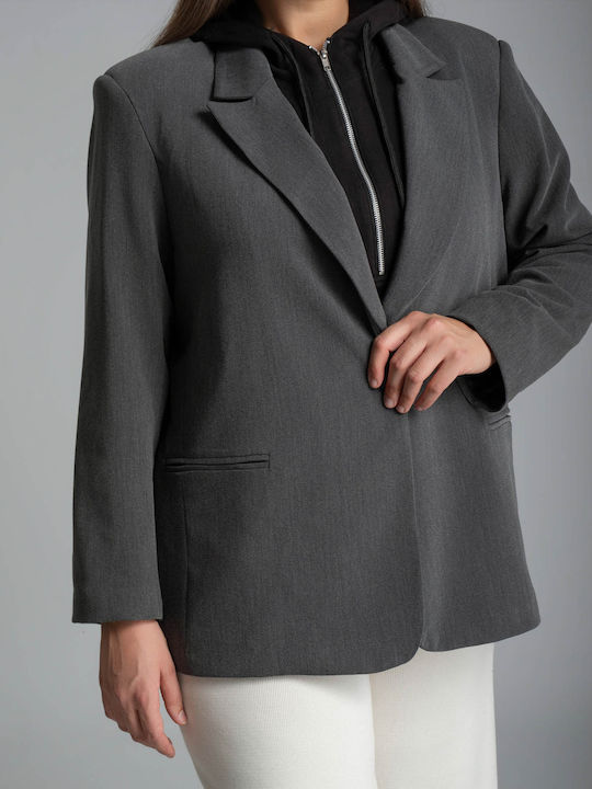 Mat Fashion Women's Grey Blazer 0039.4508.NETTO-Charcoal