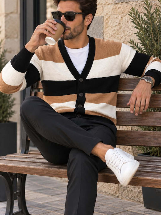 Herren Gestrickte Fleecejacken mit Buttons Schwarz