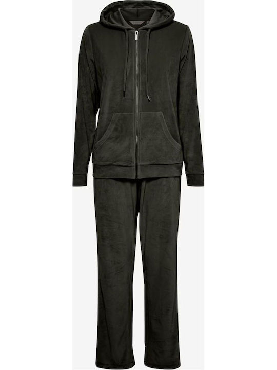 Velvet Sweatpants Set Khaki