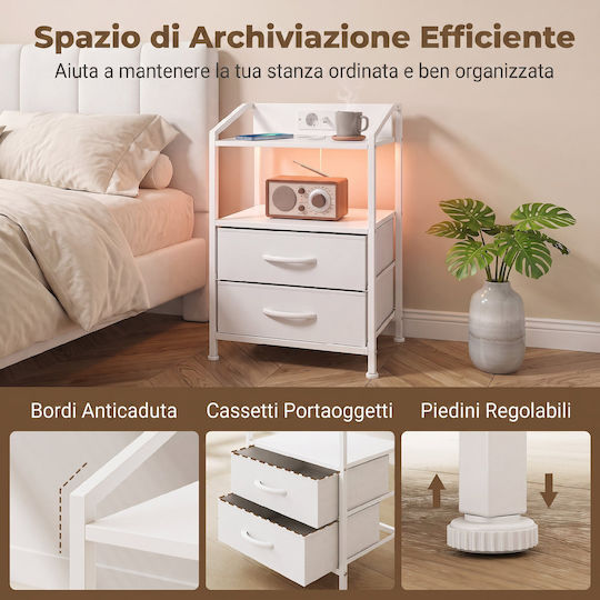 Bedside Tables Wooden with Metal Legs White 2 Pieces 40x30x60cm