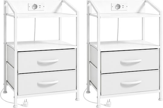 Bedside Tables Wooden with Metal Legs White 2 Pieces 40x30x60cm