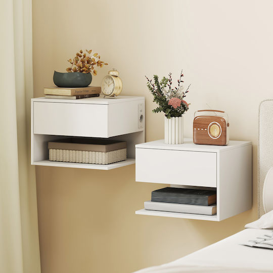 Wooden White Bedside Tables 2 Pieces 40x35x30cm