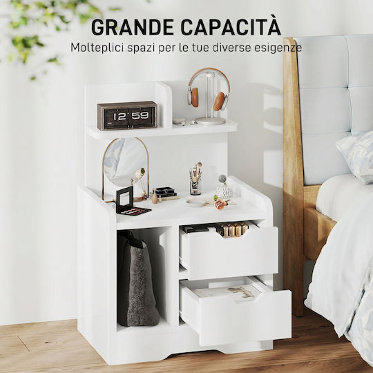 Wooden White Bedside Table 40x30x60cm