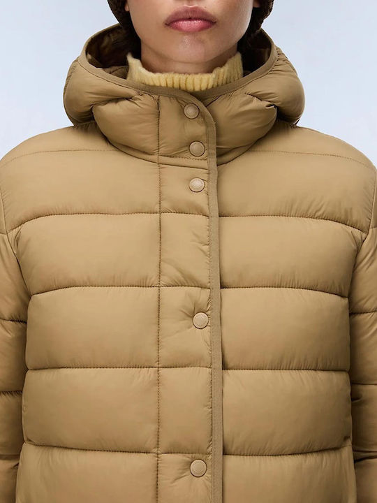 Damenmäntel Beige mit Kapuze