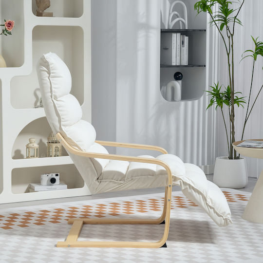 Πολυθρόνα Relax με Υποπόδιο Μπεζ 55x45x45cm