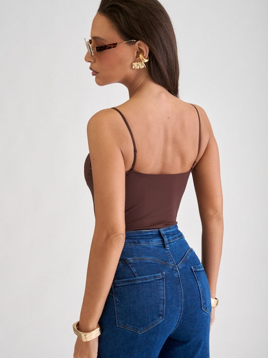 Damen-Bodysuit mit Unterstützung Braun Dunkel