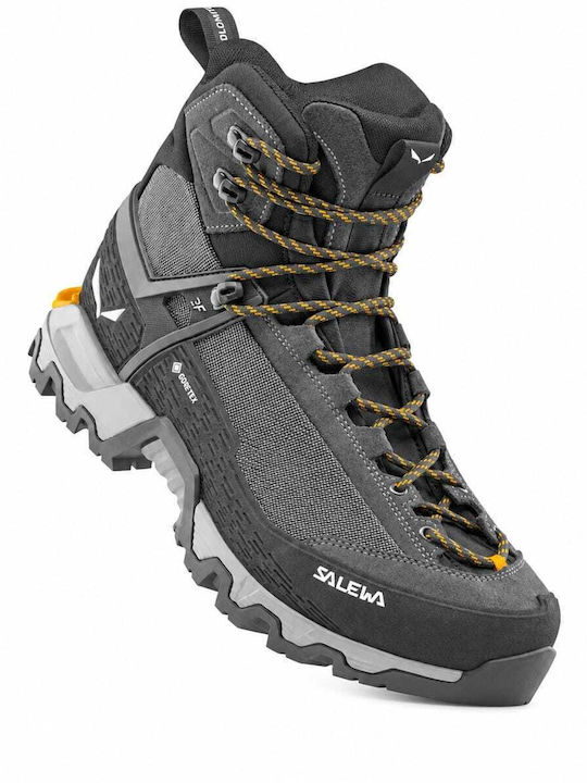 Salewa Mountain Trainer 3 Tech Mid Ghete de Drumeție pentru Bărbați Impermeabile cu Membrană Gore-Tex Negre
