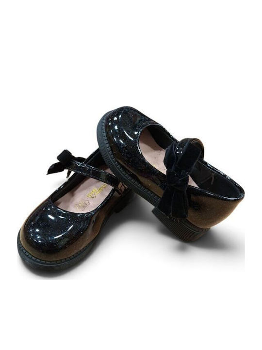 Kinder Pumps & Ballerinas mit elastischem Gurt Lackleder Schwarz -39