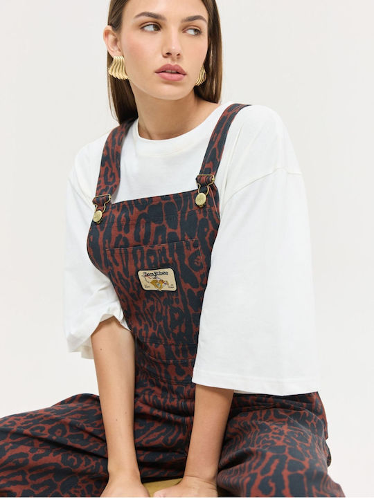 Damentlatzhose Denim Rot Leopard