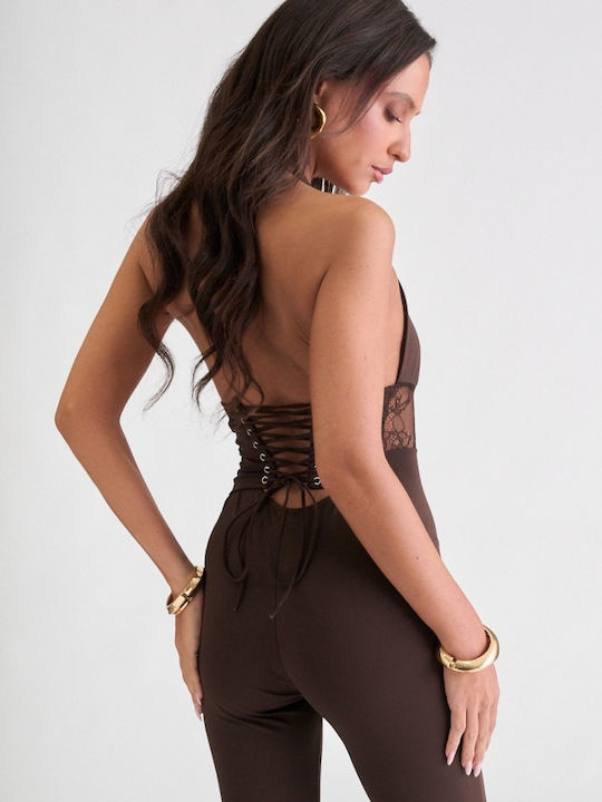 Damen Jumpsuit Braun Dunkel