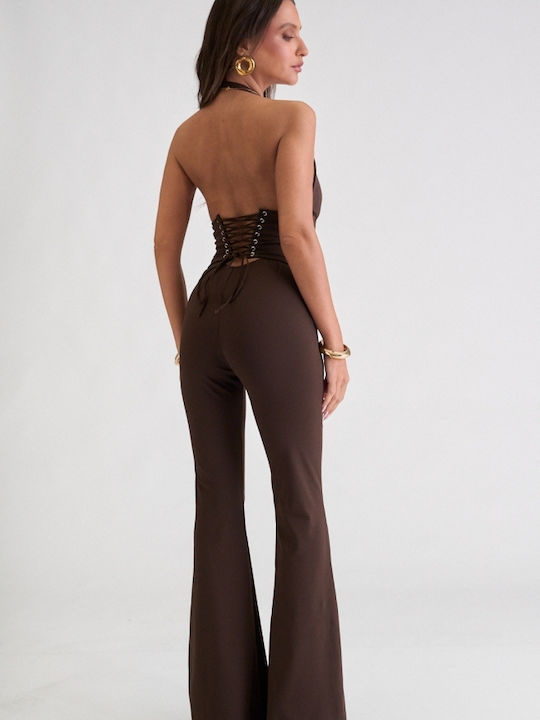 Damen Jumpsuit Braun Dunkel