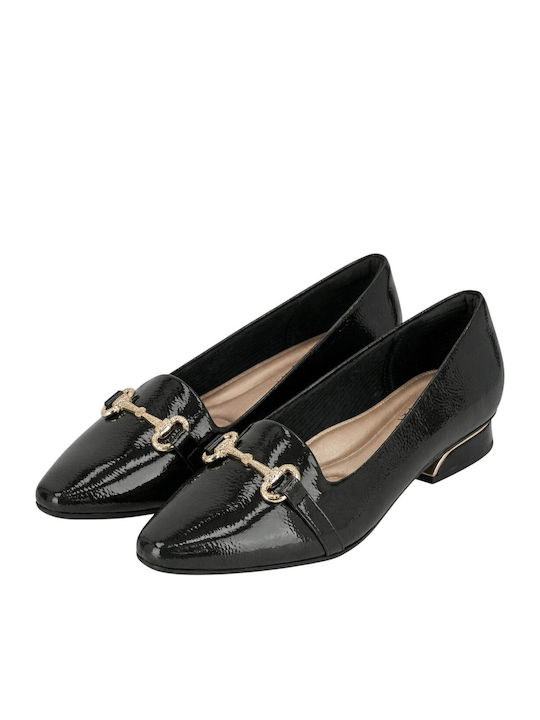 Lackleder Damen Mokassins in Schwarz Farbe