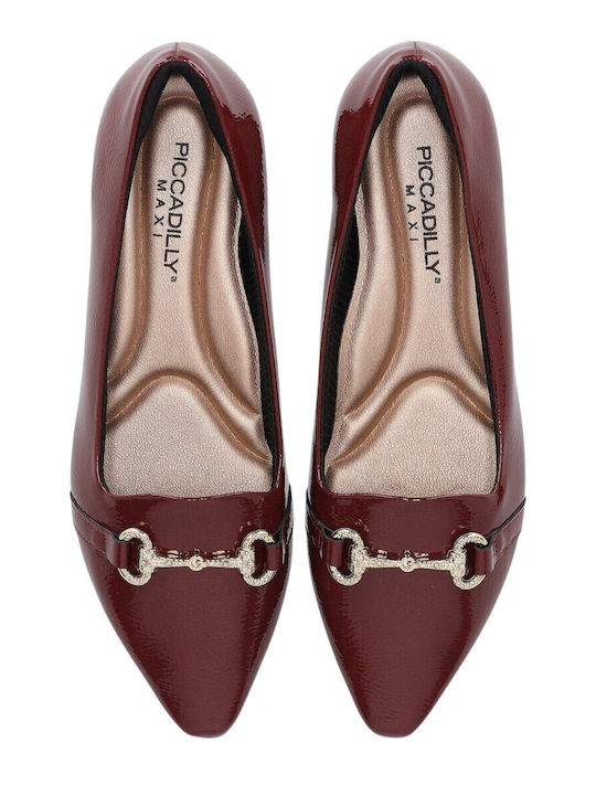 Loafers Dama Din Lac În Culoare Burgundia