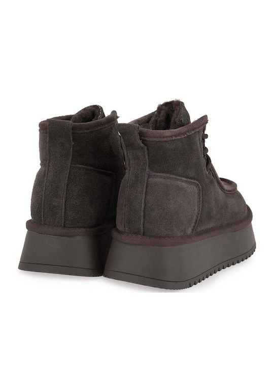 Suede Women's Ankle Boots Brown
