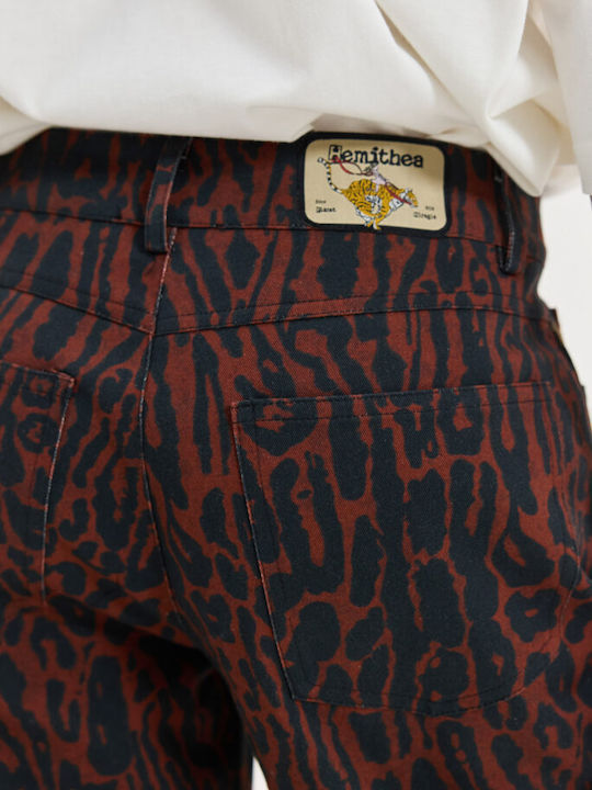 Damen Stoffhose Leopard Schwarz