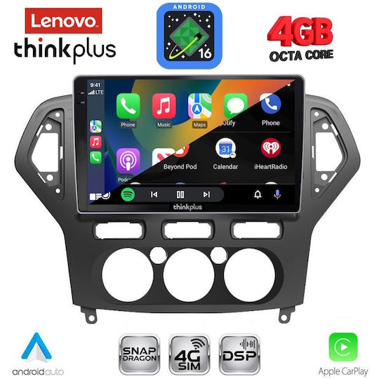 Lenovo Car Audio System for Ford Mondeo 2007-2011 with A/C Bluetooth USB WiFi GPS Apple CarPlay Android Auto with 10" Touch Screen