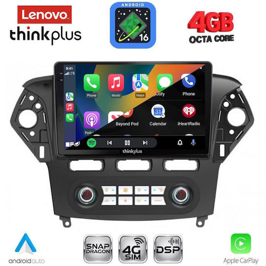 Lenovo Car Audio System for Ford Mondeo 2011-2013 with Clima Bluetooth USB WiFi GPS Apple CarPlay Android Auto with 10" Touch Screen