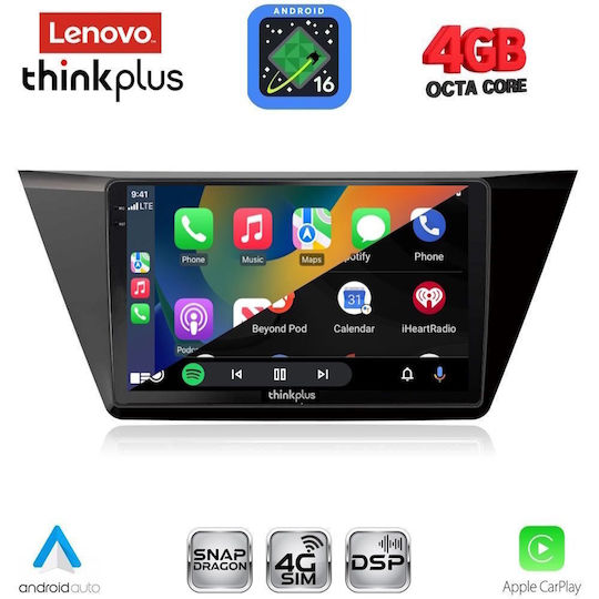 Lenovo Автомобилна Аудио Система за Volkswagen Touran 2016-2026 (Bluetooth/USB/Вграден Wi-Fi/GPS/Apple CarPlay/Android Auto) с Touch Screen 10"