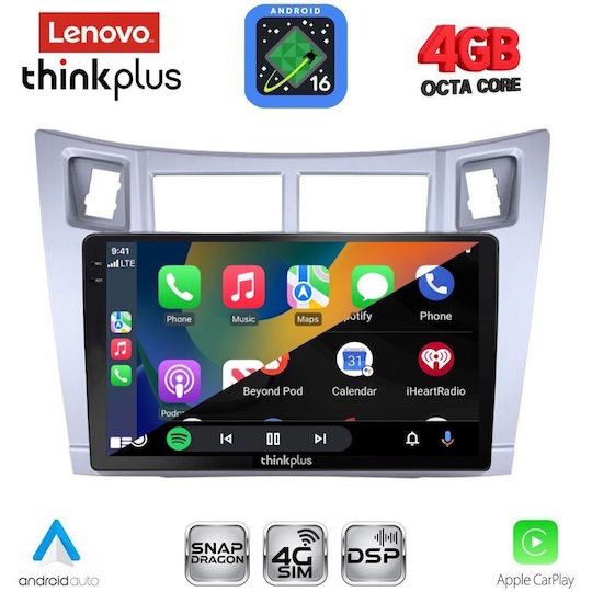 Lenovo Автомобилна Аудио Система за Toyota Yaris 2006-2011 (Bluetooth/USB/Вграден Wi-Fi/GPS/Apple CarPlay/Android Auto) с Touch Screen 9"