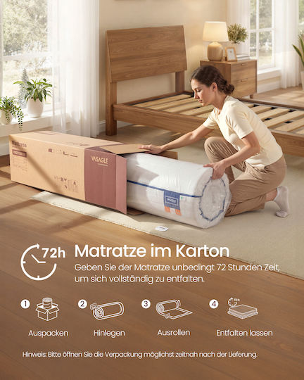 Vasagle Μονό Στρώμα Memory Foam Διπλής Όψης Roll Pack 90x200x16cm