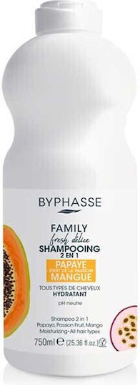Byphasse Family Fresh Delice Papaya, Passion Fruit & Mango Shampoos Hydration & Shine for All Hair Types 750ml