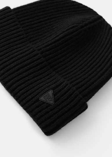 Beanie Unisex Σκούφος Πλεκτός σε Μαύρο χρώμα