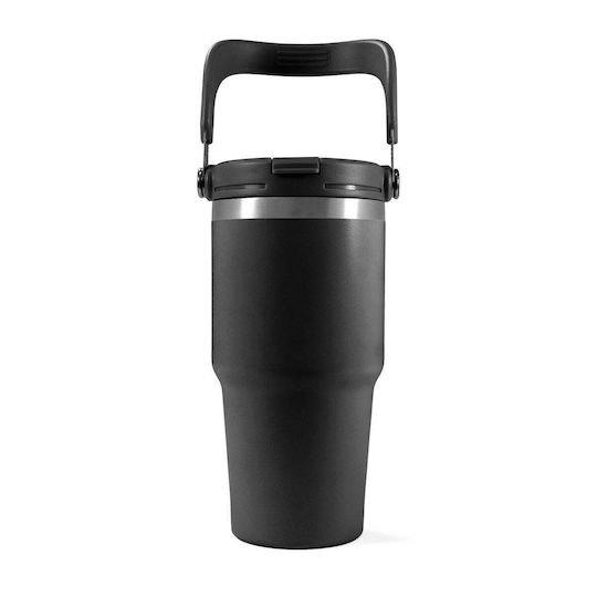 Relags Pahar Termos din Oțel Inoxidabil 600ml Negru cu Pai