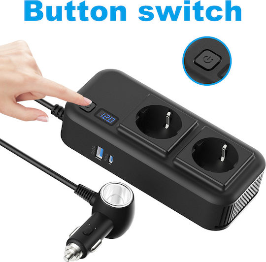 Powertech Car Power Inverter Ptl-029 200W 12V/24V DC 2x 110V/220V AC 2x USB-C/2x USB 5210131162699