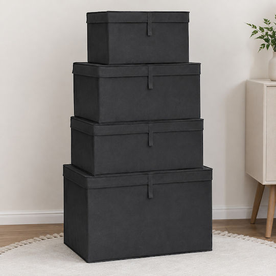 Alas Home Текстилна Кутия За Съхранение С Капак Сива 60x40x30см