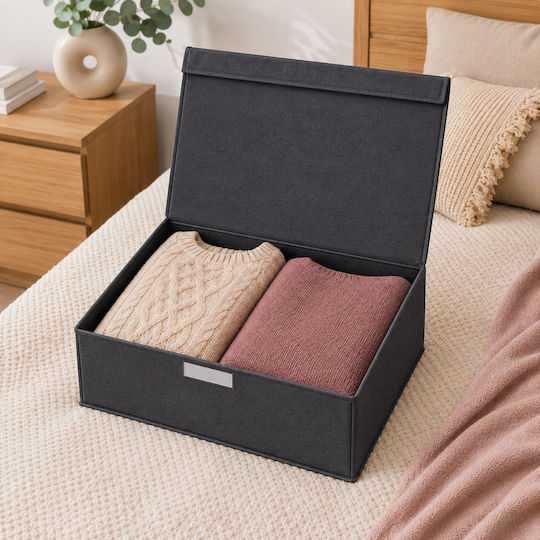 Alas Home Текстилна Кутия За Съхранение С Капак Сива 50x40x19см