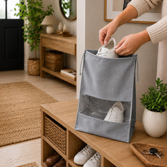 Alas Home Текстилна Чанта за Съхранение на Обувки в Сив Цвят 31x45cm 5бр