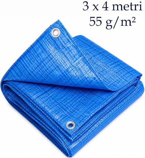 Prelată pentru piscină supraterană 3x4 m impermeabilă albastră 55 g/m²