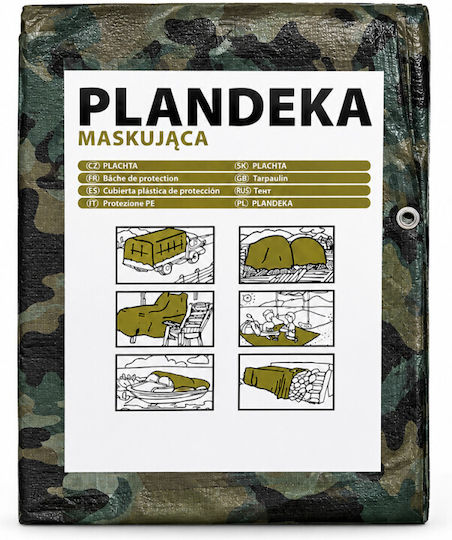 Prelată Army pentru utilaje și materiale din lemn 2x4 m PE 90 g/m² inele metalice