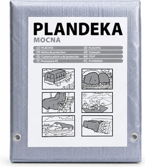Prelată PE ranforsată 5x6 m 110 g/m² protecție exterioară impermeabilă gri
