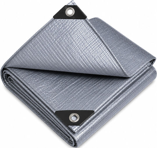 Prelată PE ranforsată 5x6 m 110 g/m² protecție exterioară impermeabilă gri