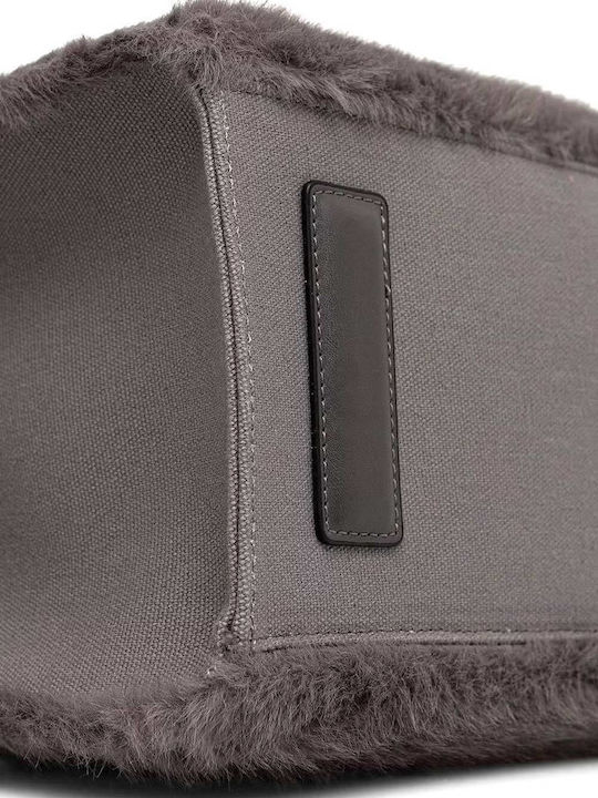 Square Tote-Handtasche aus Fell für Damen Ash Grey
