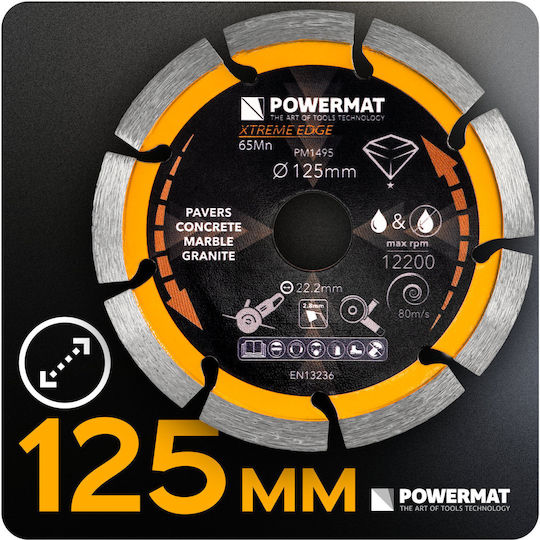 Powermat Δίσκος Κοπής Δομικών Υλικών με 9 Δόντια 125mm