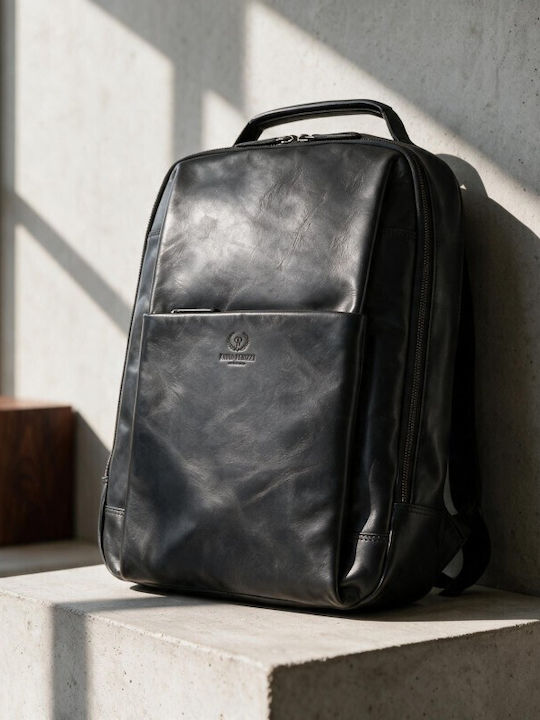 Rucsac Negru Din Piele Pentru Laptop 15 6″ Mărime A4 Premium Paolo Peruzzi Sl-15-bl