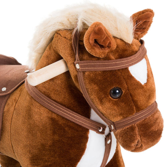 HomCom Wooden Rocking Horse Toy for 24+ Months with Sounds & Wheels for Weight up to 60kg Brown