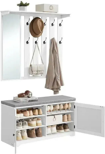 Vasagle Flurmöbel & Aufbewahrung mit Spiegel mit Kleiderständer mit Schuhregal & Bank 102x20x80cm