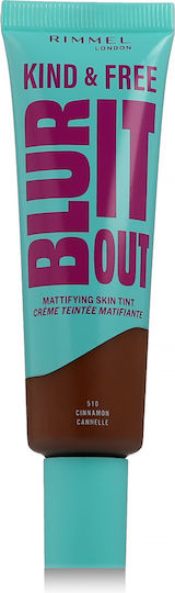 Rimmel Kind & Free Blur It Out Mattifying Skin Tint Make Up Лилаво/бяло 510 Канела 30мл