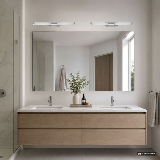 Rabalux Modern Bathroom Wall Lamp with Integrated LED and Natural White Light Silver