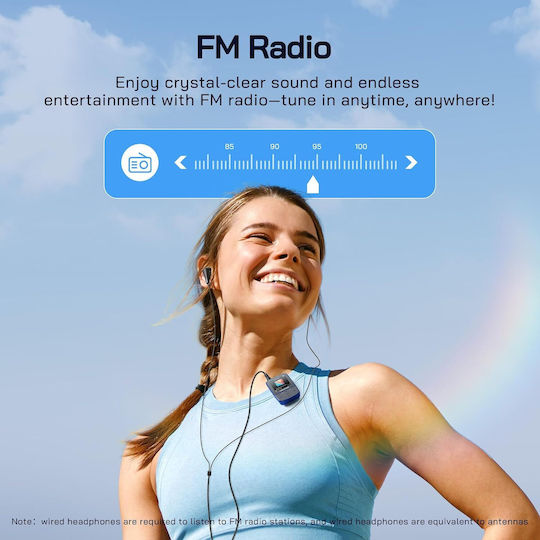 Player MP3 Bluetooth 5.2 Sport Cu Clemă Căști Incluse Suport Card TF 64 GB Radio FM HiFi Reportofon Vocal Ultra Ușor 28.3 G Redare FLAC MP3