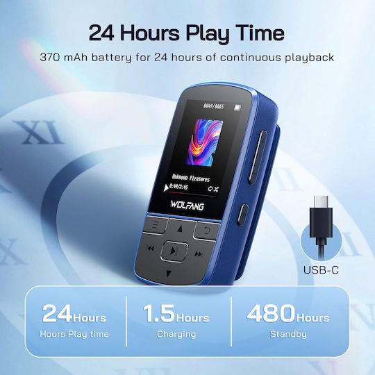 Player MP3 Bluetooth 5.2 Sport Cu Clemă Căști Incluse Suport Card TF 64 GB Radio FM HiFi Reportofon Vocal Ultra Ușor 28.3 G Redare FLAC MP3