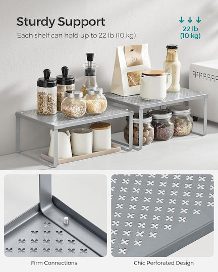 Songmics Tabletop Metal Rack 23x32x16 cm, 2 Pieces, Silver