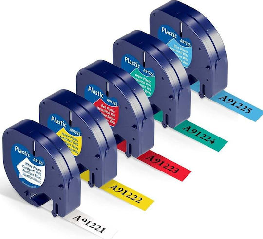 Bandă Pentru Etichetări 4m x 12mm În Culoare Albă 5 Bucăți Compatibilă Cu Dymo LetraTag/LT Casio XR(EZ-Label)