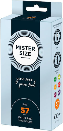 Mister Size Презервативи 60 бр 57 мм Тънки за естествено усещане Natural Vegan