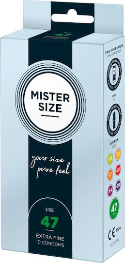Mister Size Презервативи 216 бр 47 мм Тънки за естествено усещане Natural Vegan
